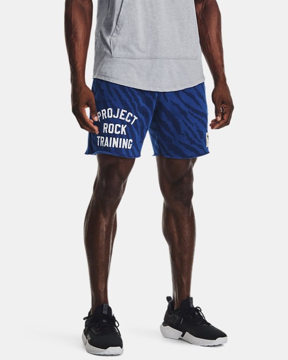 Shorts Project Rock Rival Fleece Printed da uomo, Blue, pdpMainDesktop image number 0